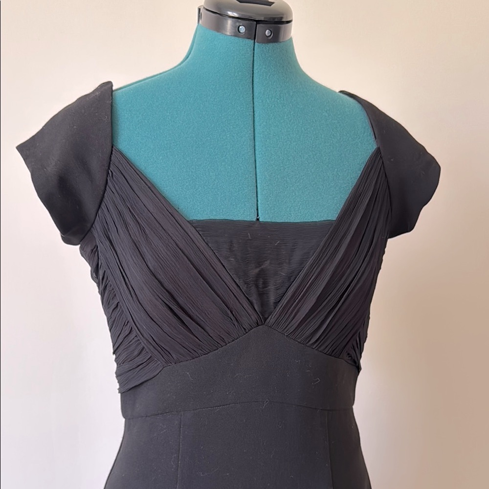 Black Halo | Paige Little Black Cocktail Sheath Dress w/ Chiffon Detail | Size 8